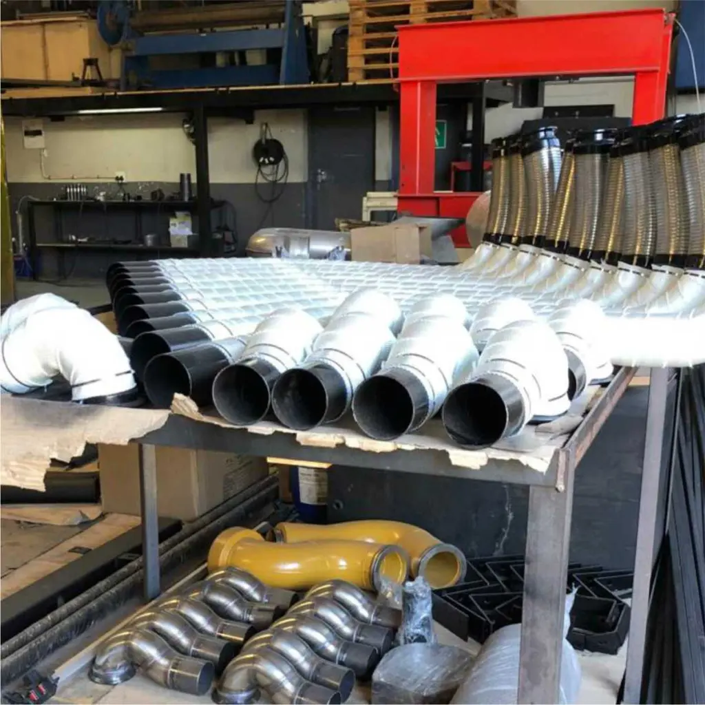 Exhaust components on production racks
